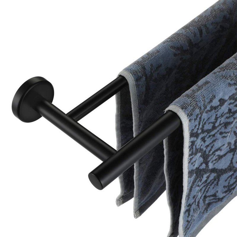 Matte Black Metal Bathroom Hardware Accessories Set, 5 Pieces
