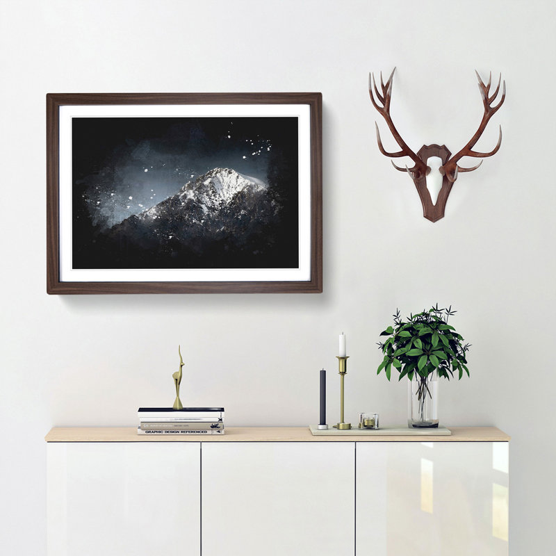Mountain Top in Italy - Picture Frame Graphic Art Print, 33cm H x 45cm W x 2cm D, Walnut Framed