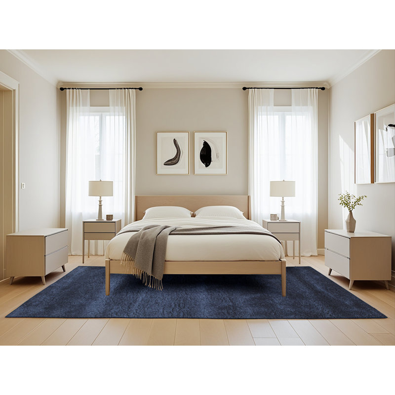 Tapis contemporain noir / bleu, Rectangle 5 pi x 8 pi