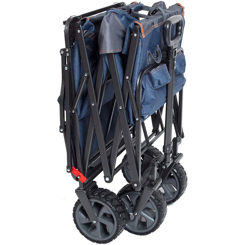 Blue Heavy-Duty Collapsible Push-Pull Utility Wagon