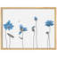 Fleurs de lotus bleues avec oiseaux et libellule sur fond neutre, affiche encadrée rustique-104786894-104786897