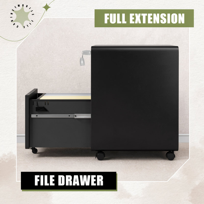 Classeur mobile vertical en métal à 2 tiroirs avec serrure, entièrement assemblé, format légal/lettre, rangement sous bureau.