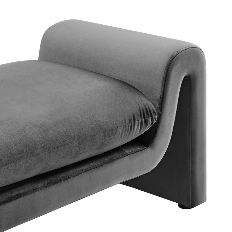 Waverly Gray Velvet 60" Upholstered Bench