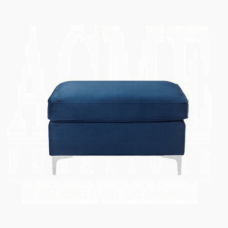 Repose-pieds modulaire en velours bleu Jaszira, Bleu
