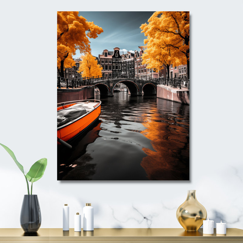 Amsterdam, paysage urbain magnifique II - impressions d'art mural en métal Amsterdam, H 40 po x l 30 po x P 1 po