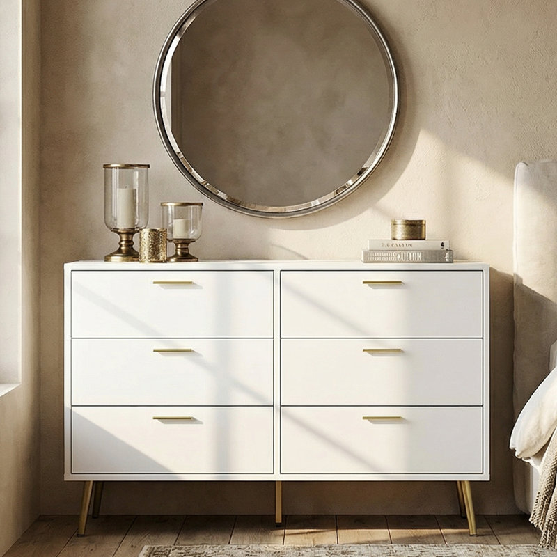 Commode double 6 tiroirs, Blanc
