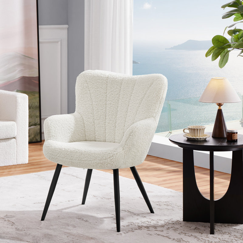 Fauteuil Bakhyt de 25,2 po de largeur, Noir, noir, noir, noir, Boucle blanc
