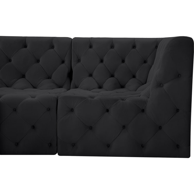 Canapé modulaire en velours à accoudoirs carrés Izzobella, Velours noir