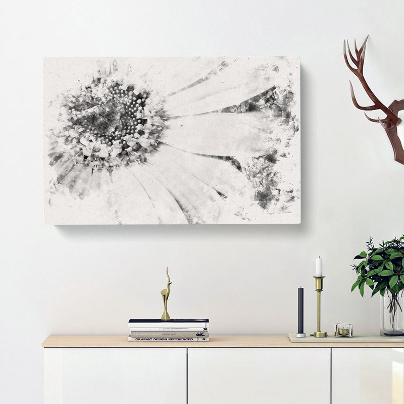 Pretty Flower Watercolour - Wrapped Canvas Print, 60cm H x 91cm W x 3cm D