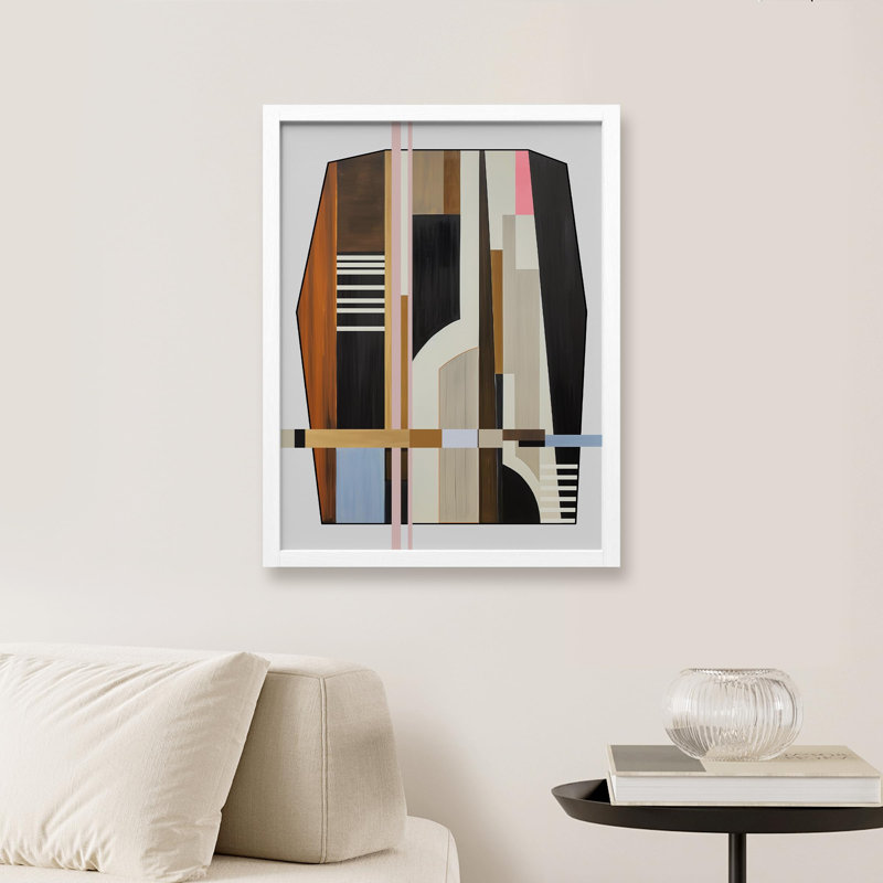 «Mid-Century Modern Geometric Polygons Abstract Shape Images Scenic Multicolor» sur papier, Blanc, H 14 po x l 11 po