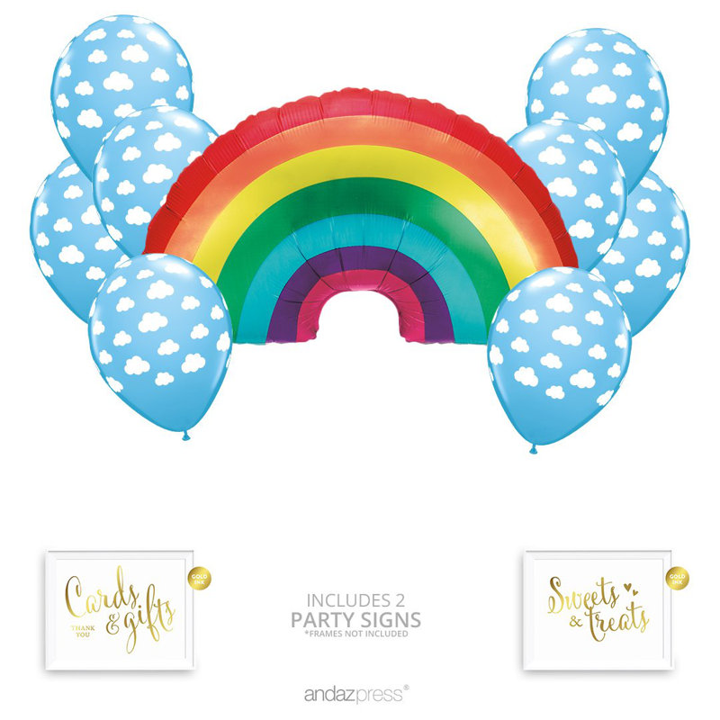Ensemble de 11 décorations jetables de ballons Rainbow Cloud Party