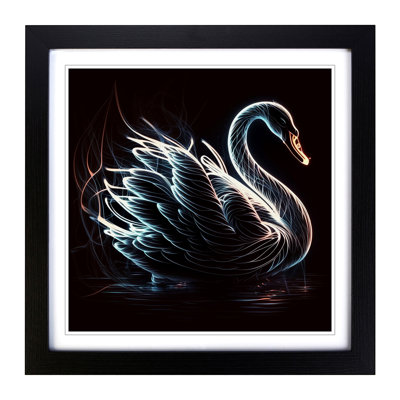 Swan Neon Art - Framed Print