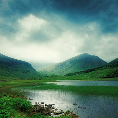 Mountain Lake in the Valley 1 Piece Wrapped Canvas Wall Art