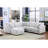 Penelope 94.5" Light Grey Linen Fabric Reversible L-Shape Sectional Sofa With Ottoman And Pillows-1641080923