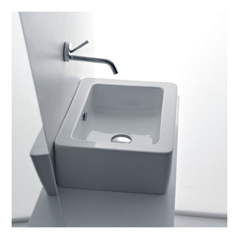 WS Bath Collections Ego 15'' White Ceramic Rectangular Bathroom Sink with Overflow