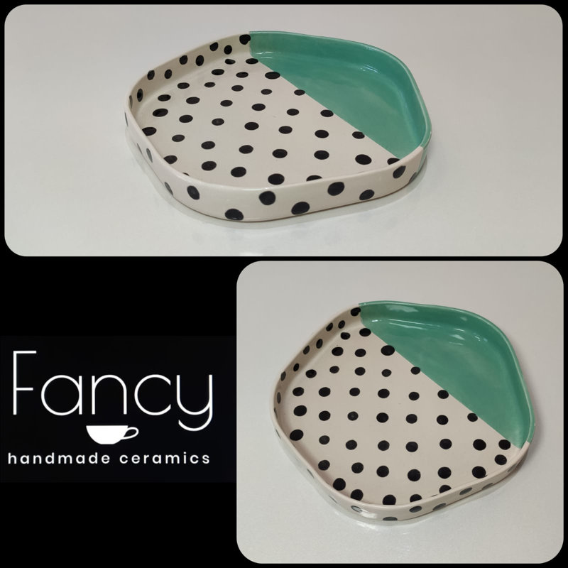 Assiette à pain et à beurre, Noir / Blanc / Vert