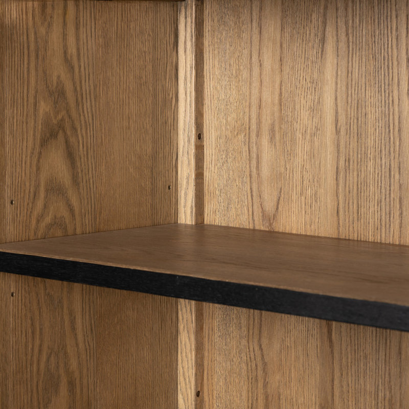 Millie Bookcase-Drifted Matte Black Veneer, Drifted Oak Solid