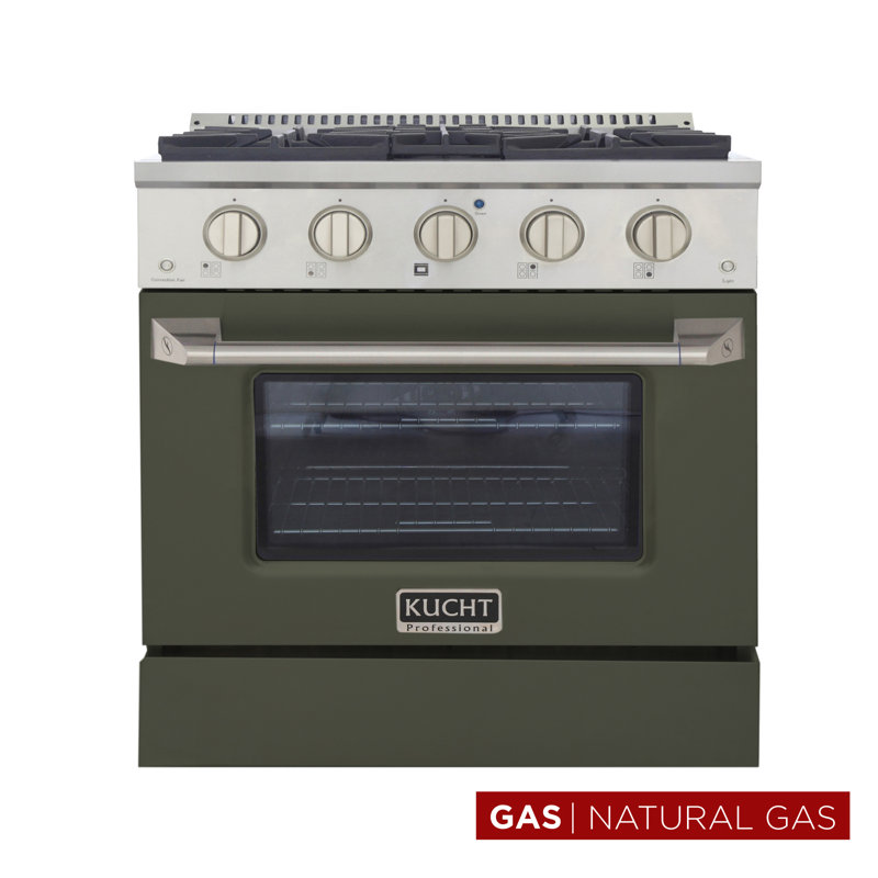 30" 4.2 Cu. ft. Freestanding Gas with Convection Oven, Natural Gas, Olive Green
