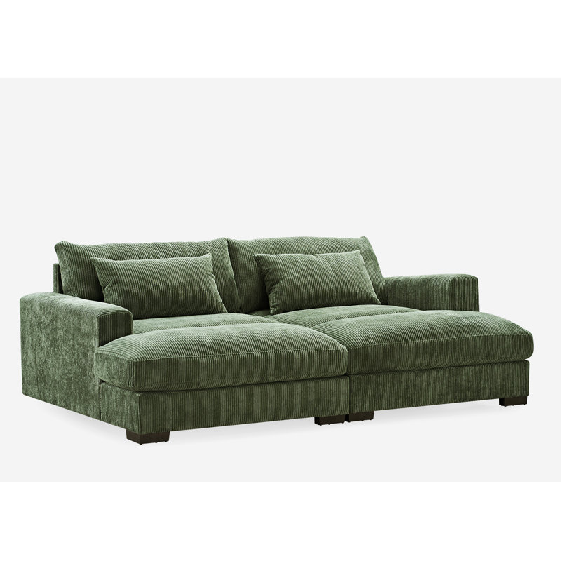 89.8'' Corduroy Sofa, Green Corduroy