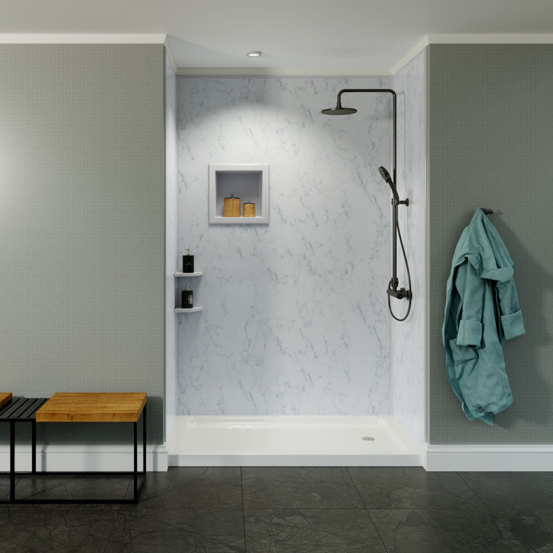 Paroi de douche à trois panneaux H 96 po x P 48 po