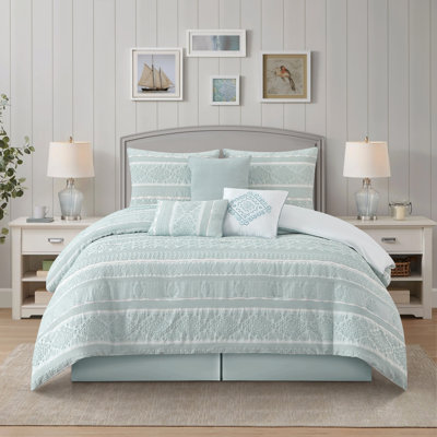 Ensemble d'édredon en jacquard vert 7 pièces Ilaria