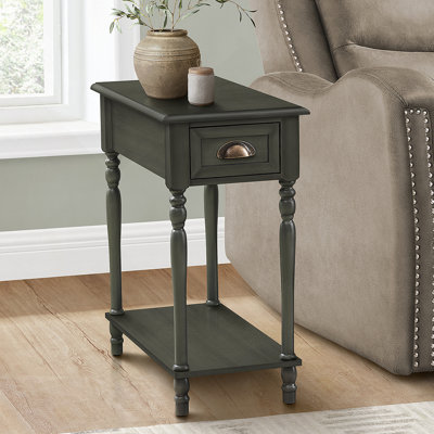 Table d'appoint, table d'appoint à 2 niveaux, table de bout, étroite, table de chevet, chambre à coucher, lampe, tiroir de rangement