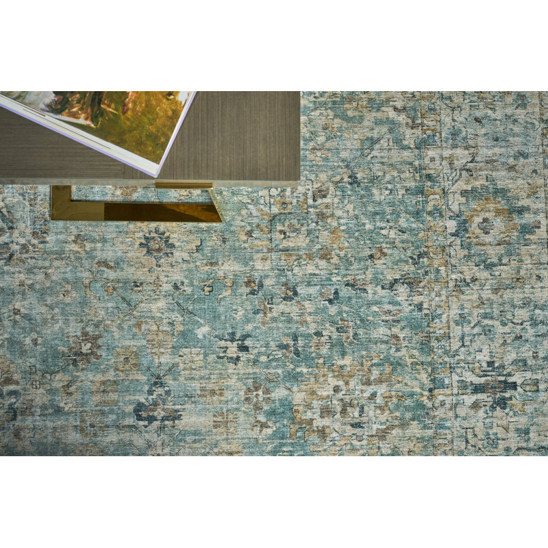 Oriental Area Rug in Blue, Rectangle 10' x 14'