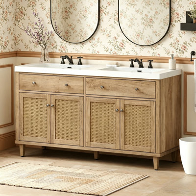 Meuble-lavabo double 60 po avec lavabo et rangement SMC