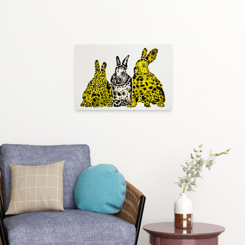 Art mural moderne lapins léopard tacheté, 16" H x 24" W