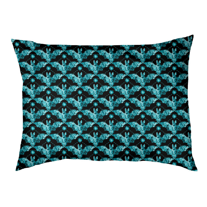 Coussin pour chien Byrge Bats, Petit (l 29,5 po x P 19,5 po x H 9,5 po), Noir / bleu sarcelle