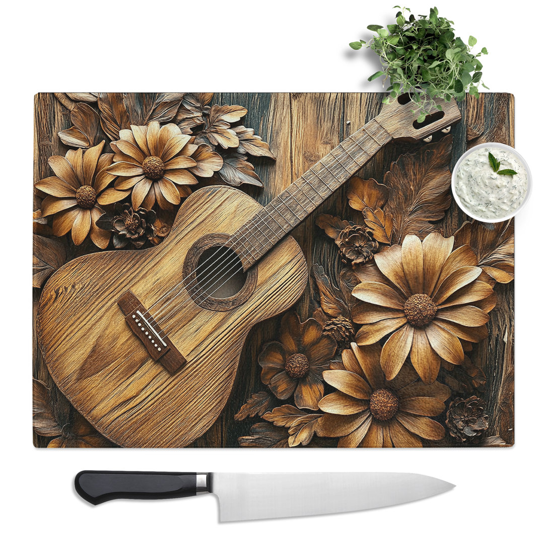 Acoustic Guitar Design  Glass Chopping Board