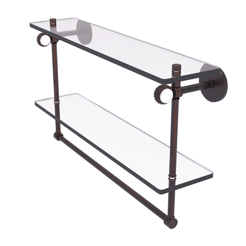 Tablette à 2 niveaux en verre Margolis, H 12,8 po x l 22 po x p 5,6 po, Bronze vénitien