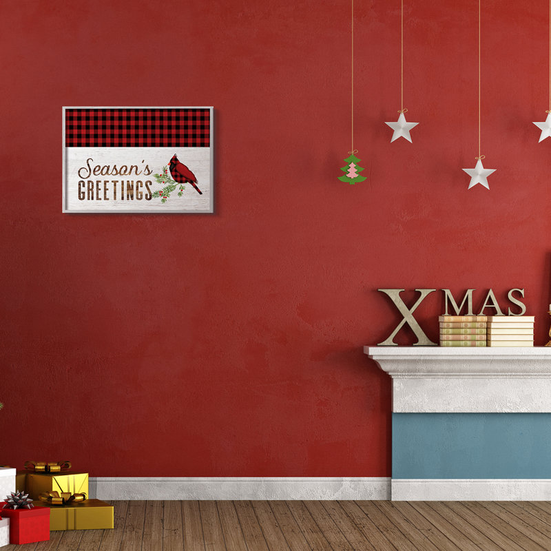 Seasonal Greetings Expression Cardinal rouge, H 16 po x l 20 po, Estampe numérique Farmhouse