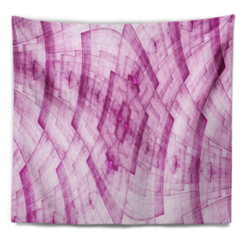 Tapisserie abstraite à motif de fractale psychédélique rose foncé, H 50 po x l 60 po