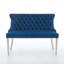 Banc en velours pour causeuse double, sièges de cuisine et de salle à manger, banc capitonné à 2 places avec boutons faits à la main, dossier à oreilles, pieds en acier inoxydable argent brossé, paquet simple-1621269092-1621269091