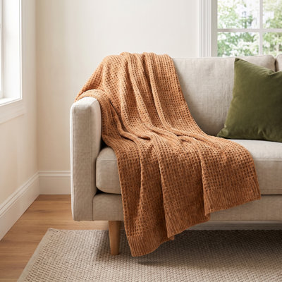 Amor Waffle Knitted Throw Blanket