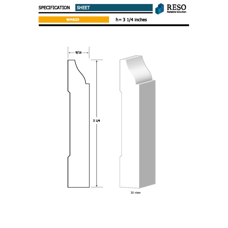 96-inch Primed Finger-Jointed Pine Baseboard Molding