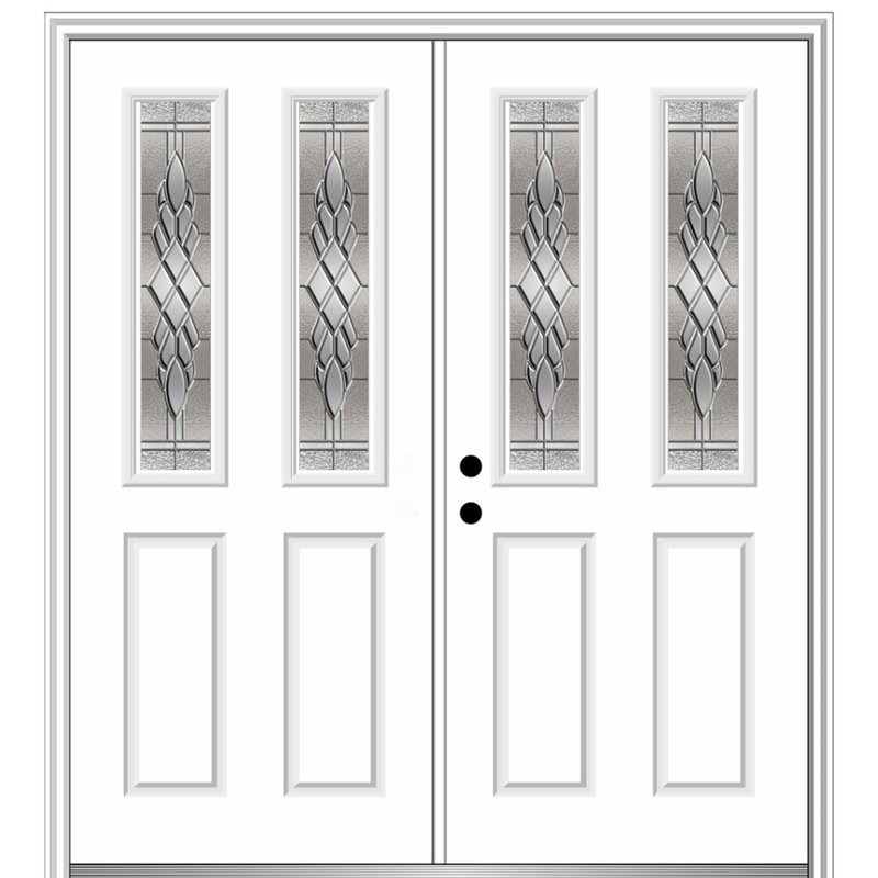 Porte d’entrée pré-raccrochée en acier de première Grace, H 82,25 po x L 62 po, S'ouvre à droite vers l'intérieur