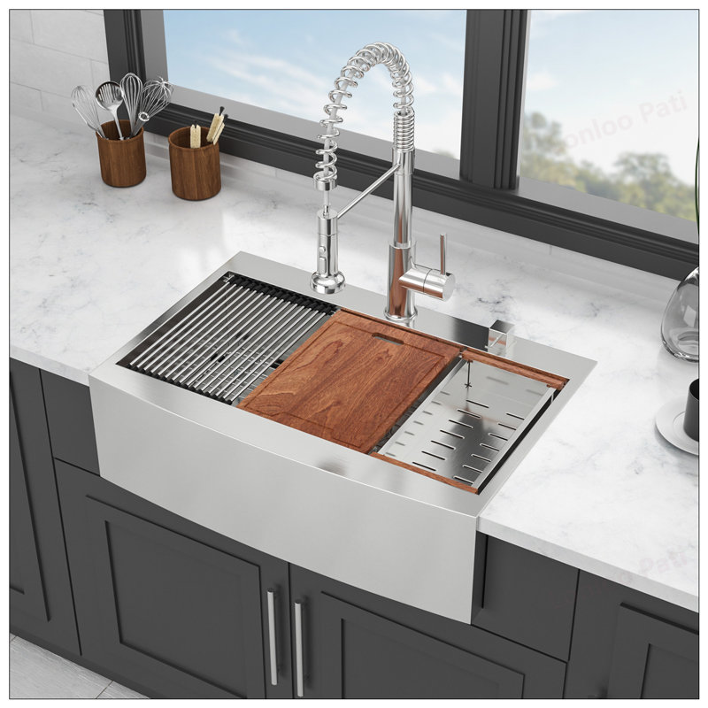 36 Inch Drop-in Farmhouse Sink Workstation, Stainless Steel 16 Gauge Topmount Apron Front Kitchen Sink with Accessories