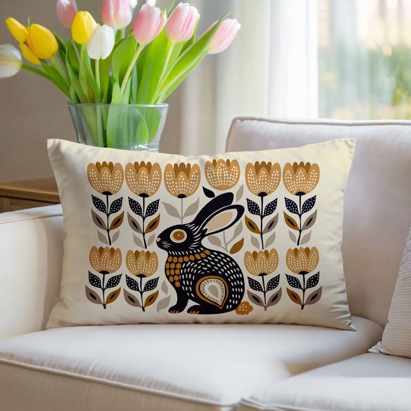 Coussin lombaire réversible intérieur / extérieur Zuko Rabbit, Orange, Rectangle H 18 po x l 25 po
