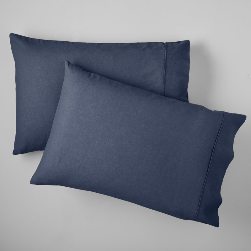 Jeffen Linen Blend Pillowcase Set, Standard, Midnight Navy