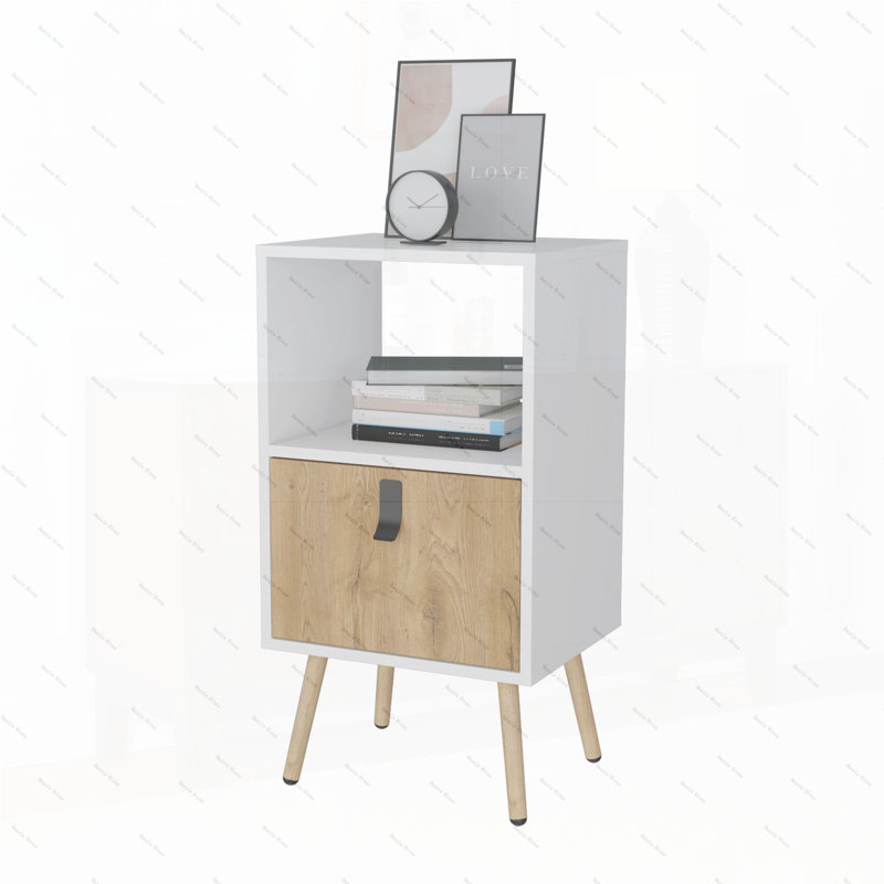 Grande table de chevet blanche et Macadamia