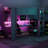 Wood Twin Loft Bed With Desk, Multi Shelves, Led, Charging - Dark Gray Size Gaming In Storage Led &