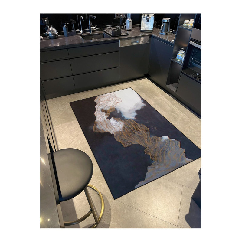 Tapis décoratif lavable à thème fumée, Sous-tapis rectangulaire 3 pi 11 po x 5 pi 11 po i