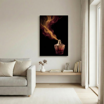 Faceted Glass Perfume Bottle With Amber Smoke Canvas Wall Art