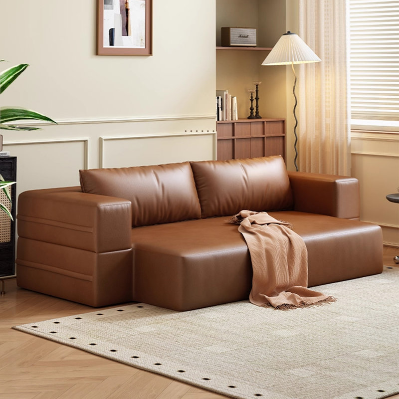 Canapé modulaire brun en similicuir, H 23,62 po x l 47,24 po x P 23,62 po