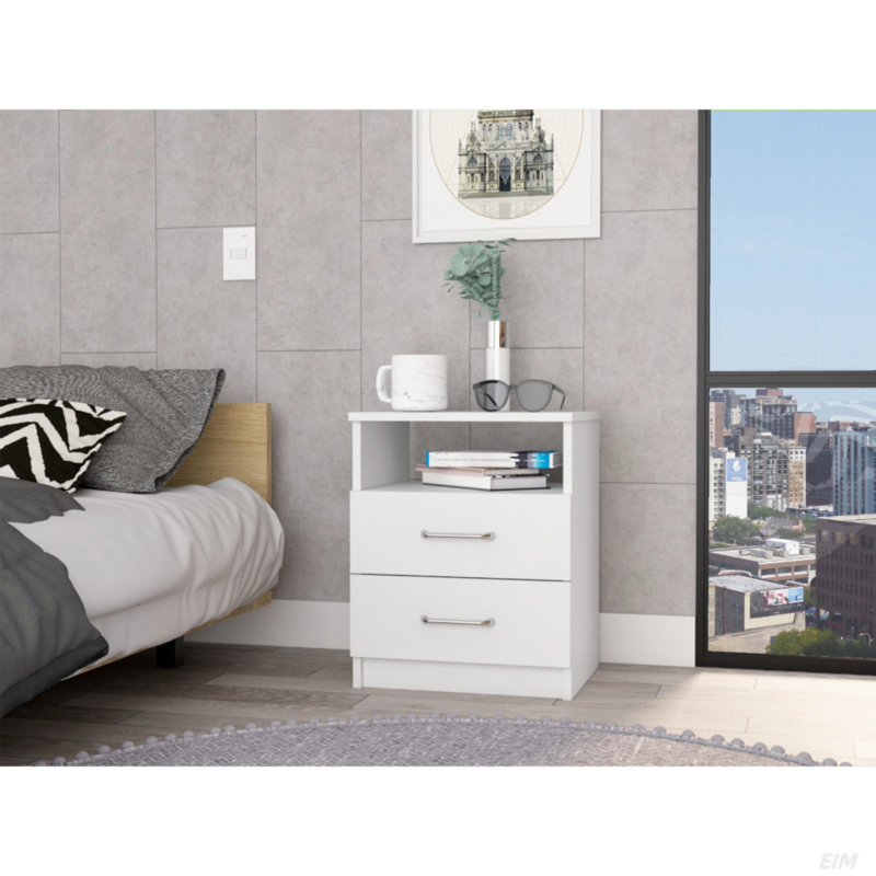 Napoles 2-Drawer 19.9-inch High Night Stand, White