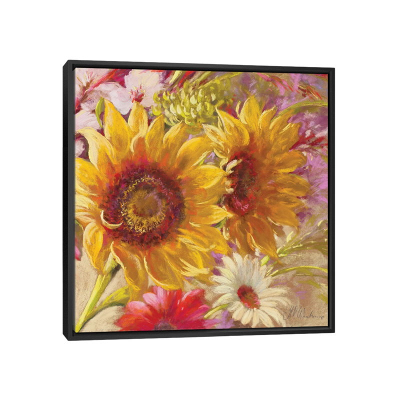 « summer time filles », impression sur toile, H 18 po x l 18 po x P 1,5 po, Toile avec cadre flottant noir, Pas de tapis