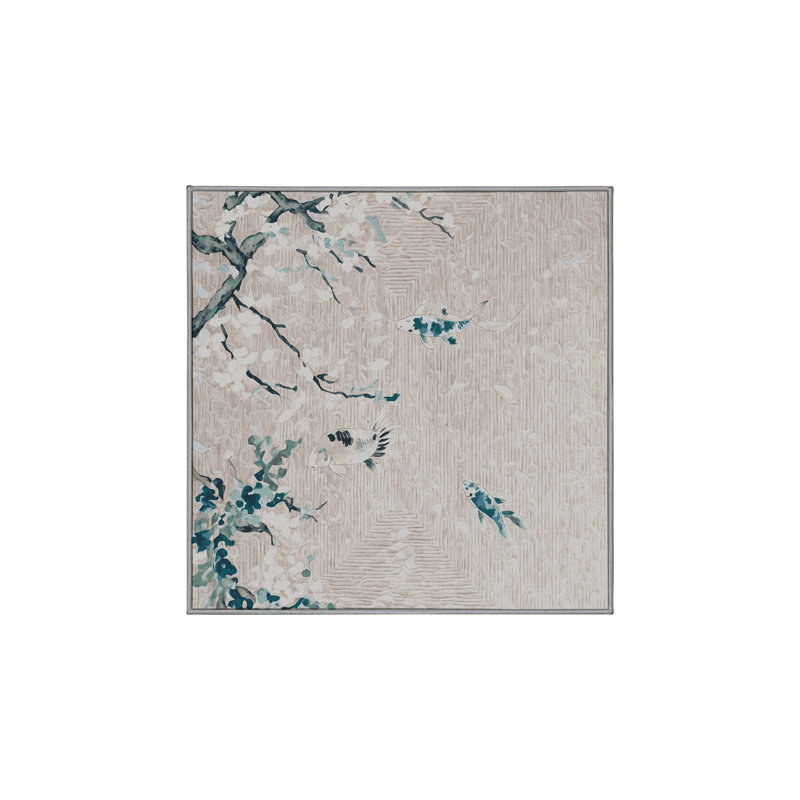 Machine Washable Gray Area Rug, Square 3'