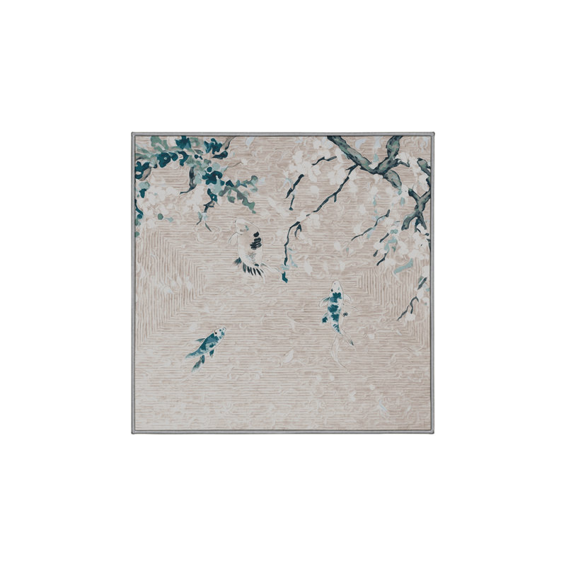 Machine Washable Gray Area Rug, Square 6'